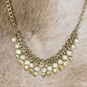 LUCKY BRAND Elegant Gold Tone + Iridescent Statement Necklace